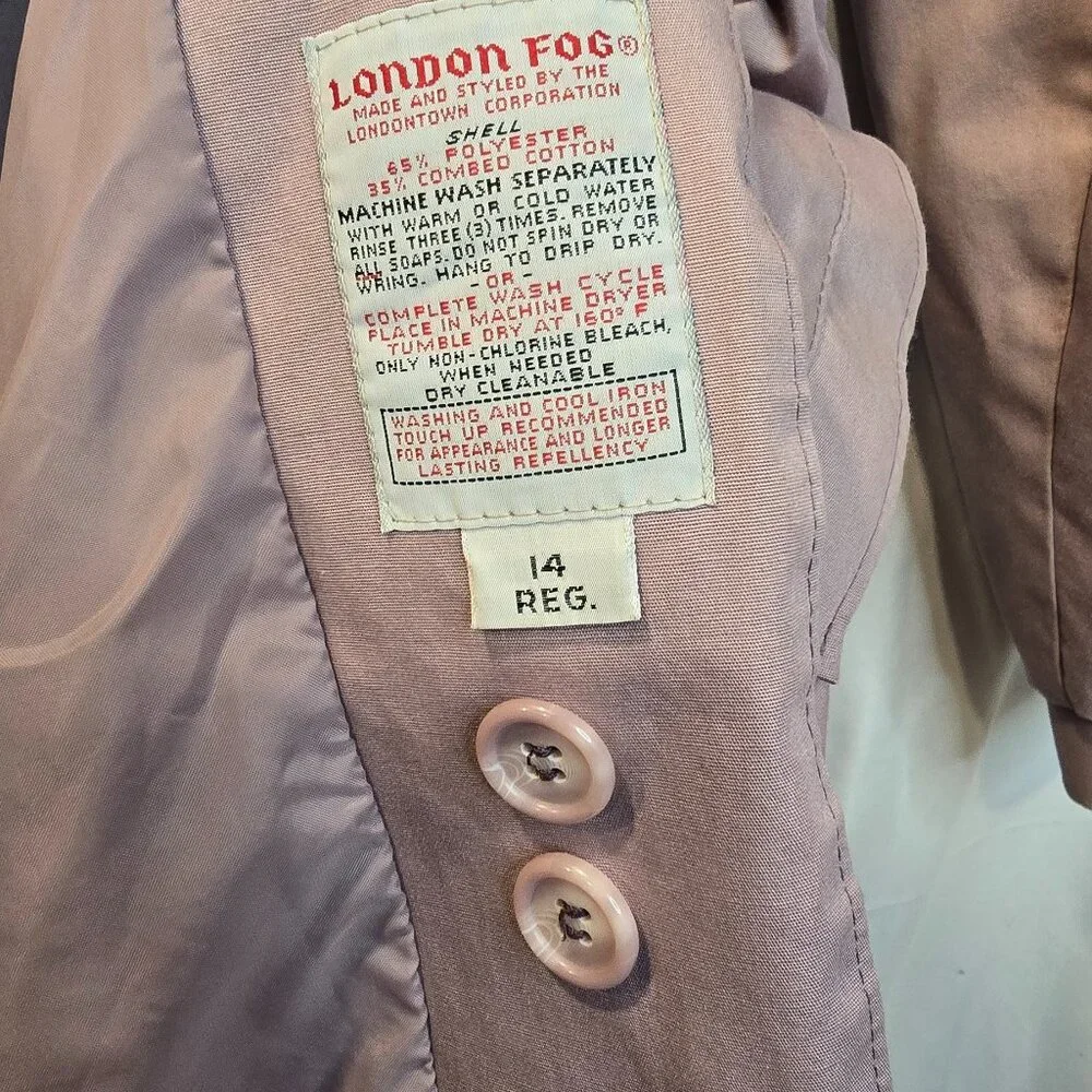 Vintage London Fog Maincoat Trench Coat Women's Pastal Purple Size 14 - Picture 7 of 12